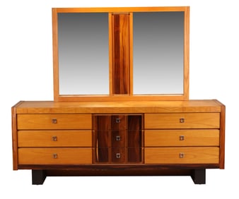 Modern Oak and Walnut Low Chest of Drawers