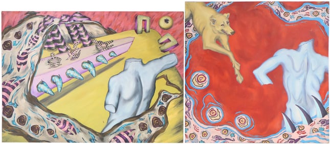 Two Surrealist, Oils on Panels