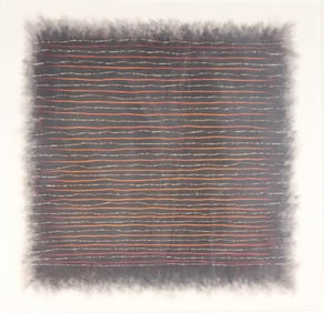 Edda Renouf, 1943, Furrows-Sunrise, Oil Pastel on Paper