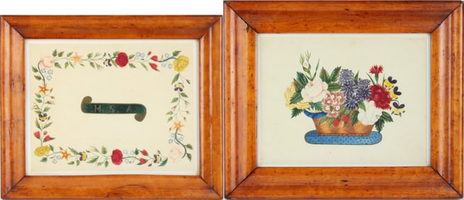 Four Schoolgirl Paintings, Watercolor on Paper