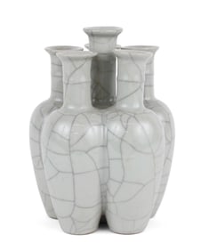 Chinese Ge-Type Crackle Glaze Multi-Tube Vase