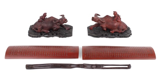 Group of Five Chinese Hand Carved Items