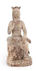 Chinese Carved and Painted Wood Bodhisattva Sculpture