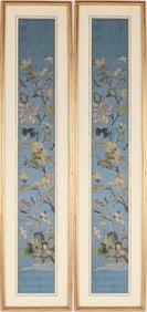 Pair of Chinese Embroidered Blue-Ground Sleeve Bands