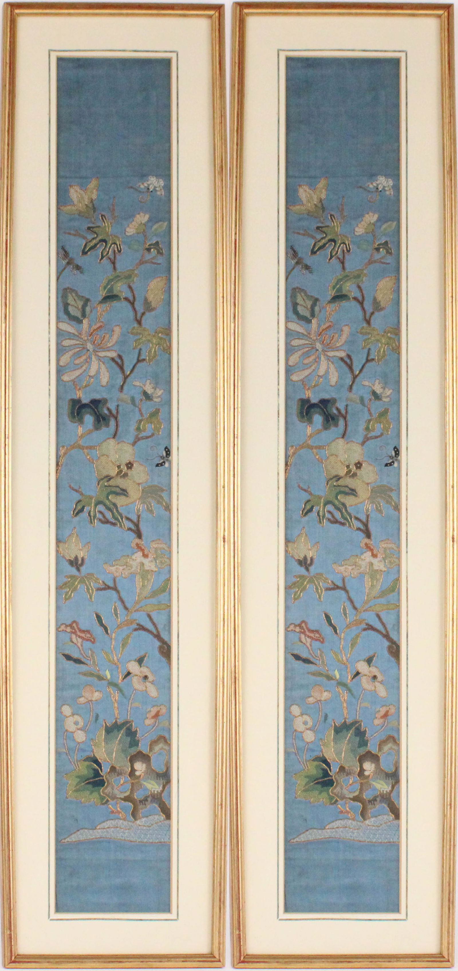 Pair of Chinese Embroidered Blue-Ground Sleeve Bands (1 of 13)