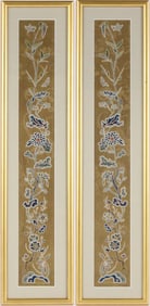 Pair of Chinese Embroidered Yellow-Ground Sleeve Bands