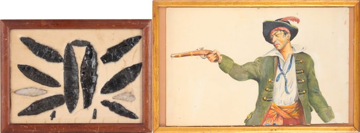 Shadowbox of Obsidian Arrowheads