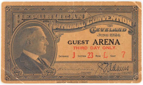 1924 Republican National Convention Ticket