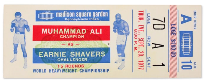 Muhammad Ali vs Earnie Shavers 1977 Ticket