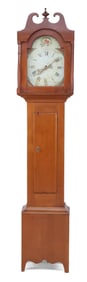 Federal Red Painted Pine Tall Case Clock