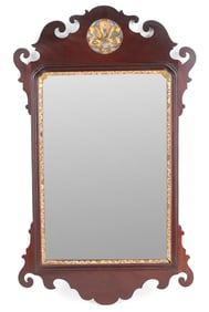 George III Mahogany and Parcel Gilt Looking Glass