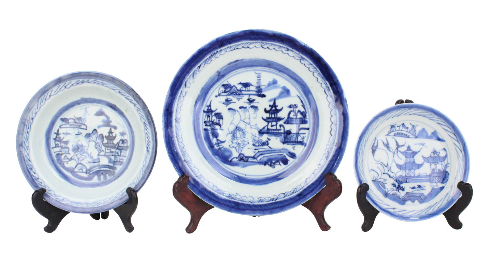 Group of Chinese Export Blue Canton Assorted Plates (1 of 14)