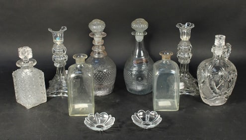 Two Pressed Glass Decanters