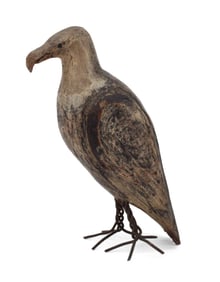 Carved and Paint-Decorated Wood Standing Eagle