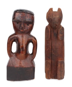 Two Native American Northwest Coast Carved Wood Figures