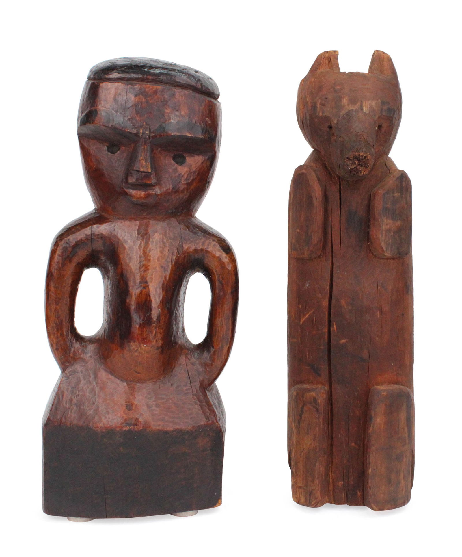 Two Native American Northwest Coast Carved Wood Figures (1 of 10)