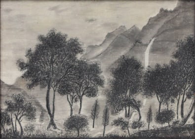 Landscape with Trees, Charcoal on Paper