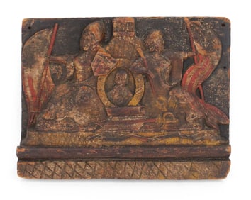 Carved Wood Panel of Liberty and Colombia Centering George Washington