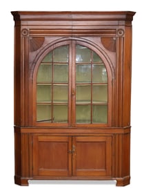 Federal Pine Two Part Corner Cupboard