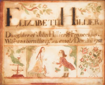 Fraktur Birth Record for Elizabeth Hillier