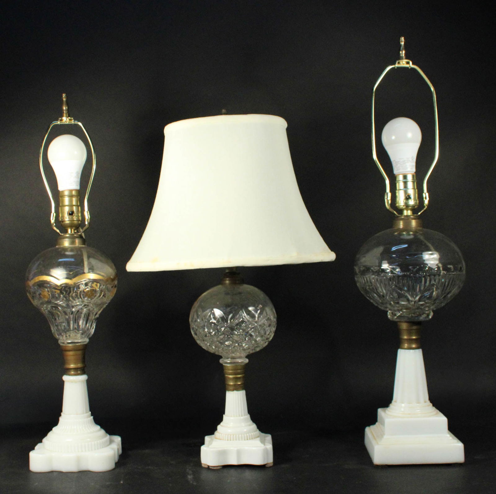 Three White and Colorless Glass Fluid Lamps (1 of 10)
