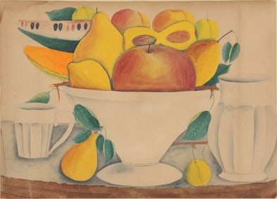 Theorem of Fruit in a Bowl, Watercolor on Paper