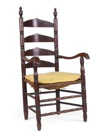 William and Mary Turned Maple Slat Back Armchair