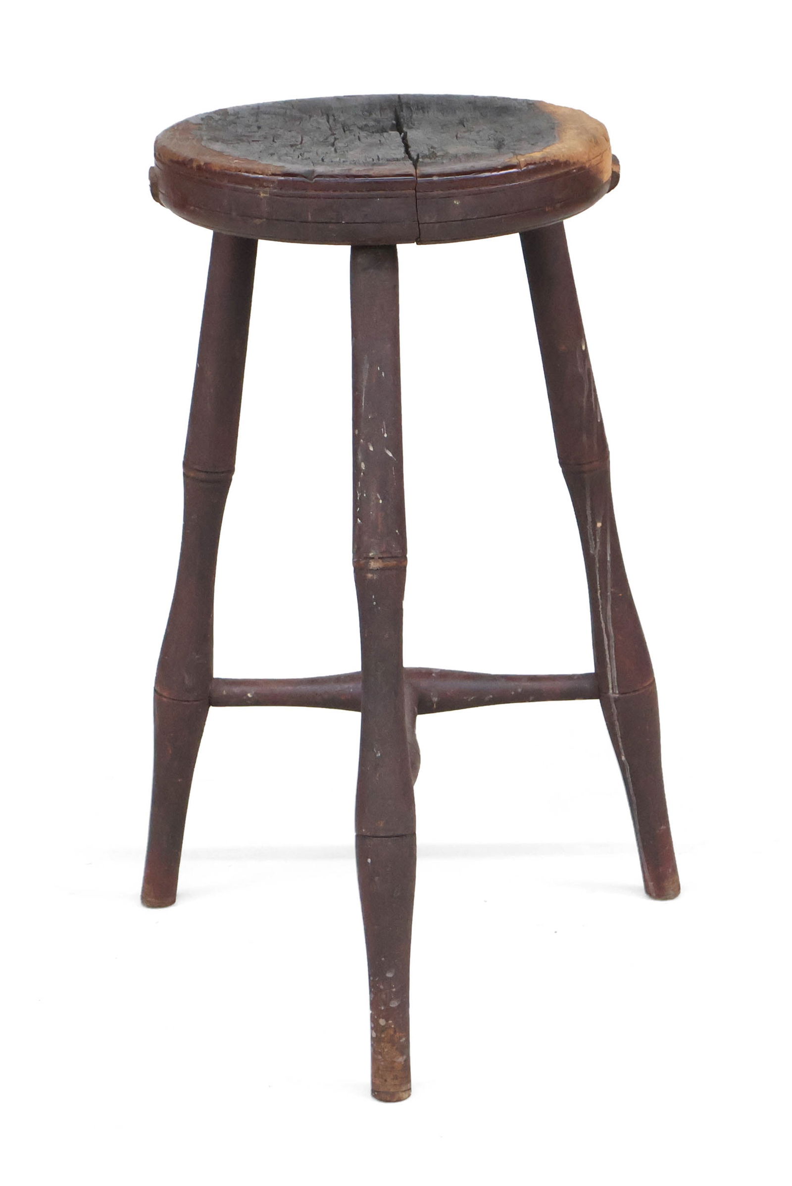 Brown Painted Three Legged Windsor Stool (1 of 7)