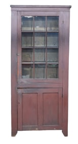 Chippendale Red Painted Pine Cupboard