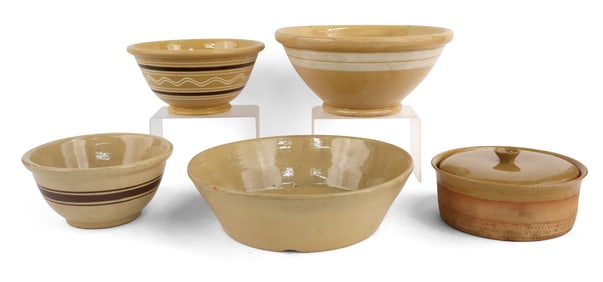 Four Yellowware Serving Bowls