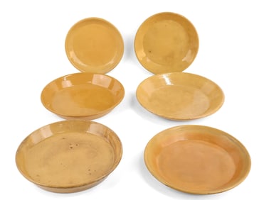 Six Yellowware Shallow Dishes