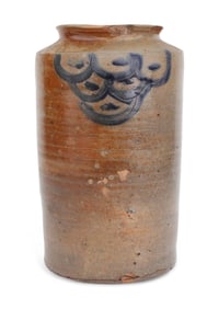 Oyster Salt Glazed Cobalt-Decorated Stoneware Jar