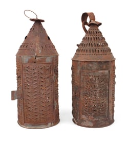 Two Punched Tin Lanterns