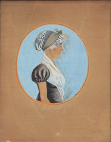 Jacob Maentel, 1763-1863, Young Woman Wearing a Bonnet, Watercolor on Paper