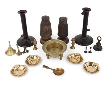 Two English Sheet Iron "Hog Scraper" Candlesticks