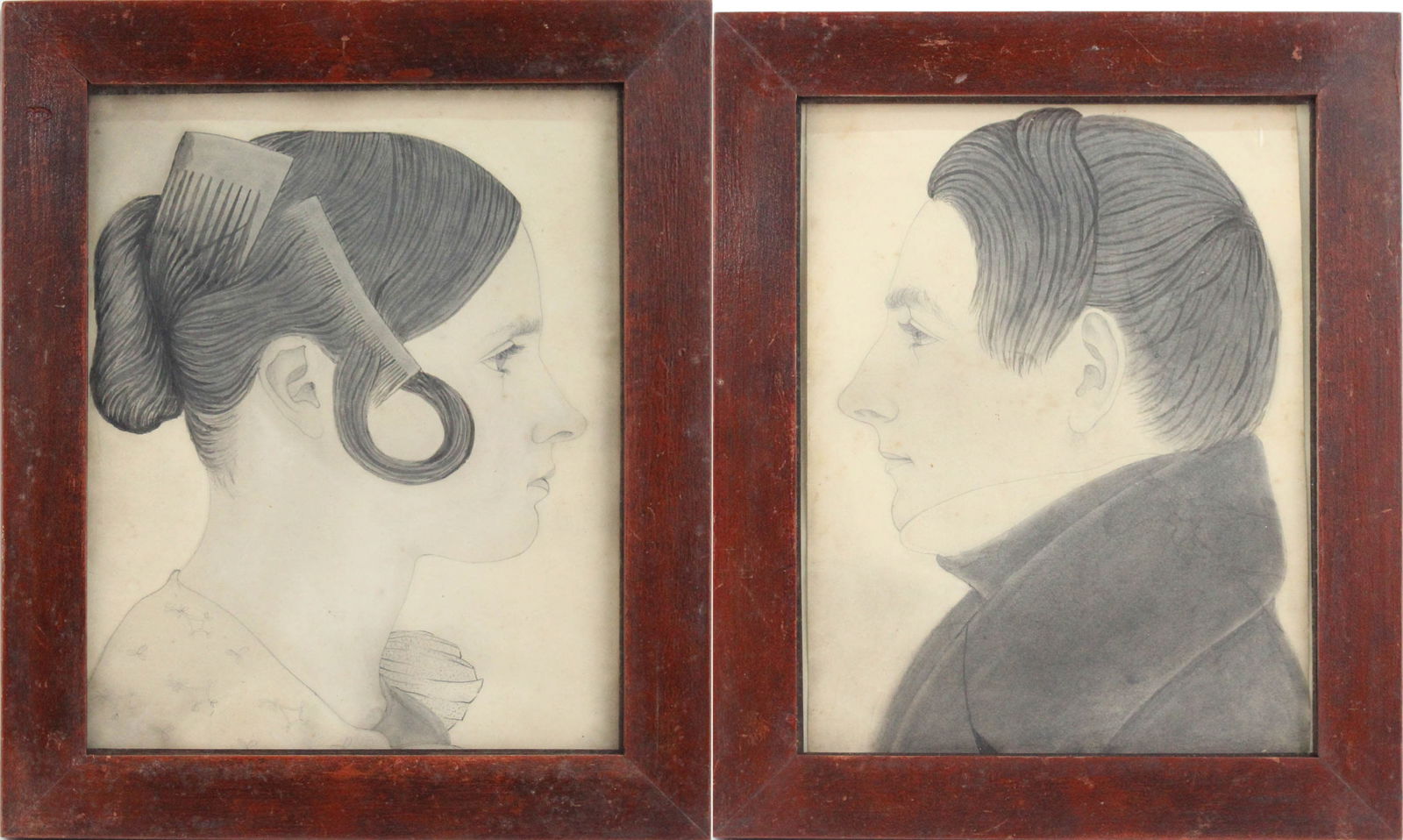 Manley Nehemiah Whipple, Portraits of Maria and George Joy, Watercolor and Pencil: Manley Nehemiah WhipplePortraits of Maria and George JoyWatercolor and PencilSigned on back of the portraits: George Joy/Drawn by/Manley N. Whipple/Jan. 1842 and Maria Joy/Drawn by/Manley N. Whipple/M