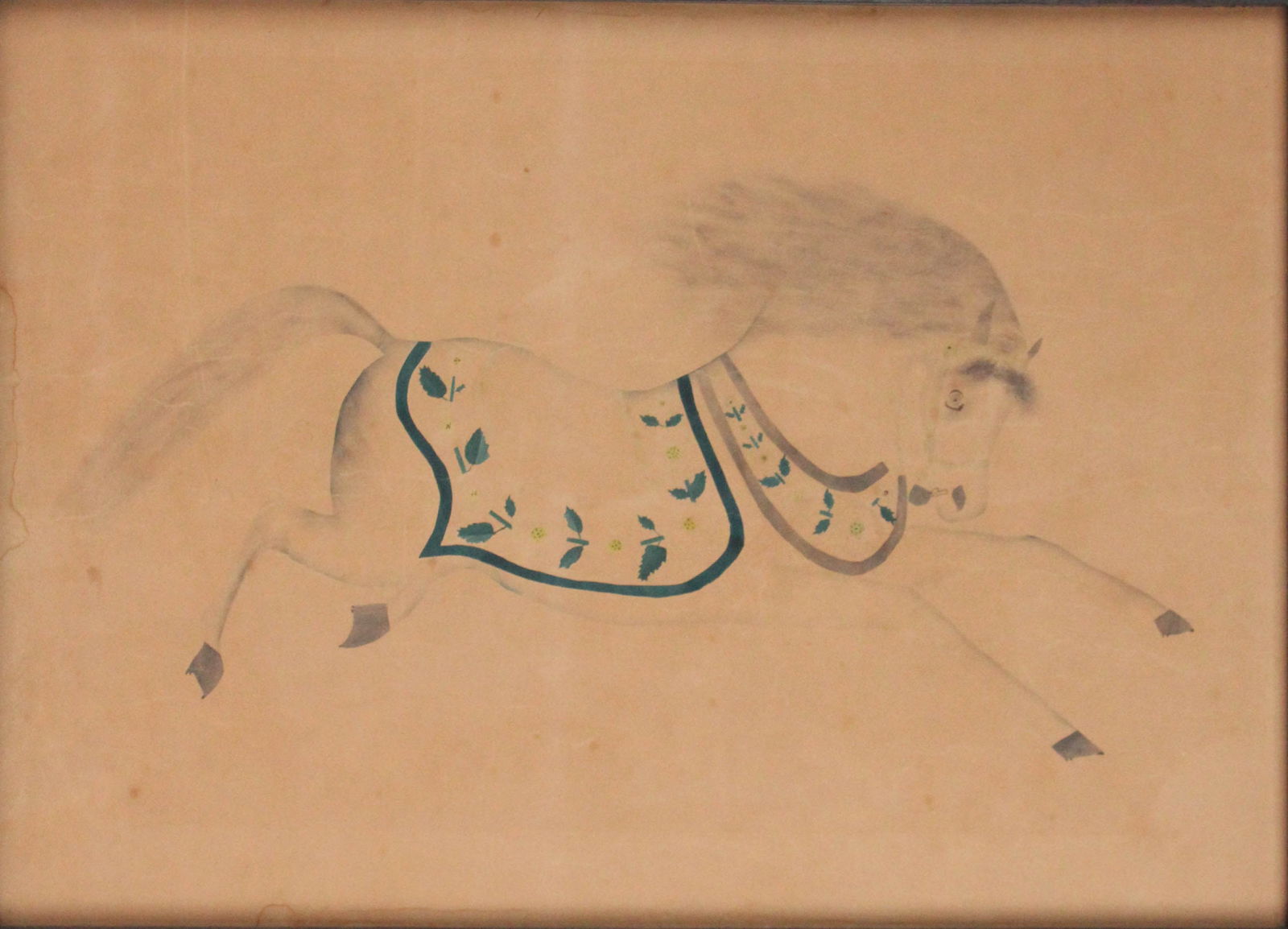 American School, Calligraphic Galloping Horse, Watercolor on Paper (1 of 7)