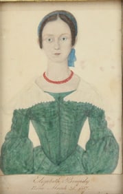 American School, Miniature Portrait of Elizabeth Boundy, Watercolor on Paper