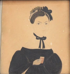 Jane Anthony Davis, Portrait of a Lady Wearing a Bonnet, Watercolor on Paper