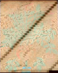 American School, Peonies, Watercolor on Paper