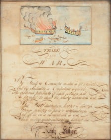Harley Fisher, Trade and War Broadside, Watercolor on Paper