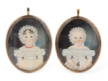 Pair of Portrait Miniatures of Sisters