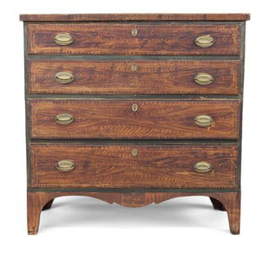 Federal Grain Painted Lift-Top Two Drawer Blanket Chest