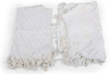 Two White Knitted Quilts
