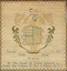 Needlework on Linen of the French Coat of Arms Wrought by Maria Schanck (1815-1852)