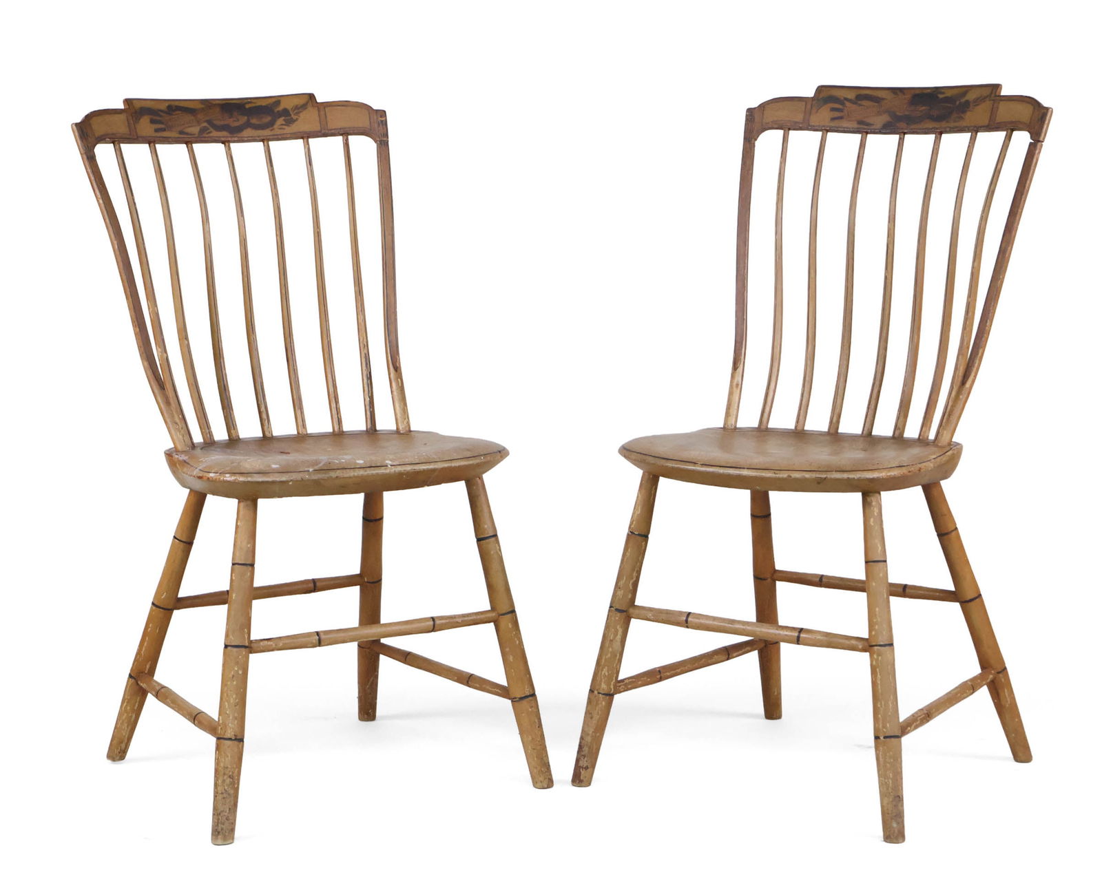 Pair of Cream Painted Rod Back Windsor Side Chairs (1 of 10)