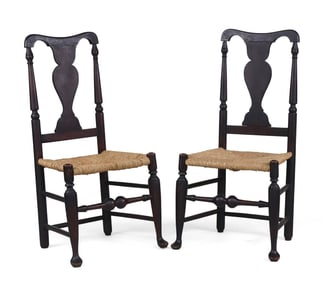 Pair of Grain Painted Fiddleback Chairs