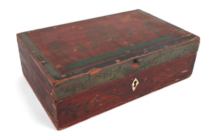 Red and Green Painted Jewelry Box