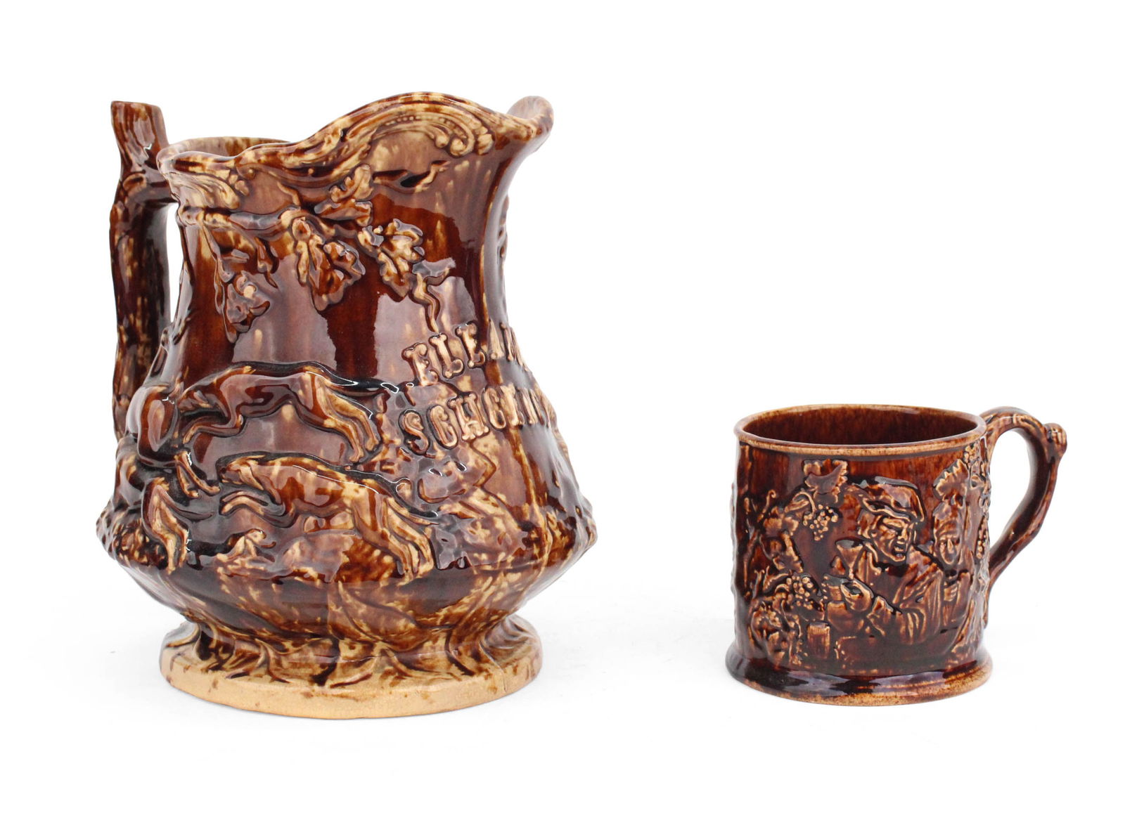 Rockingham Glazed Yellowware Pitcher and Mug (1 of 13)