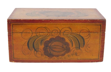 Yellow and Red Painted Pine Box
